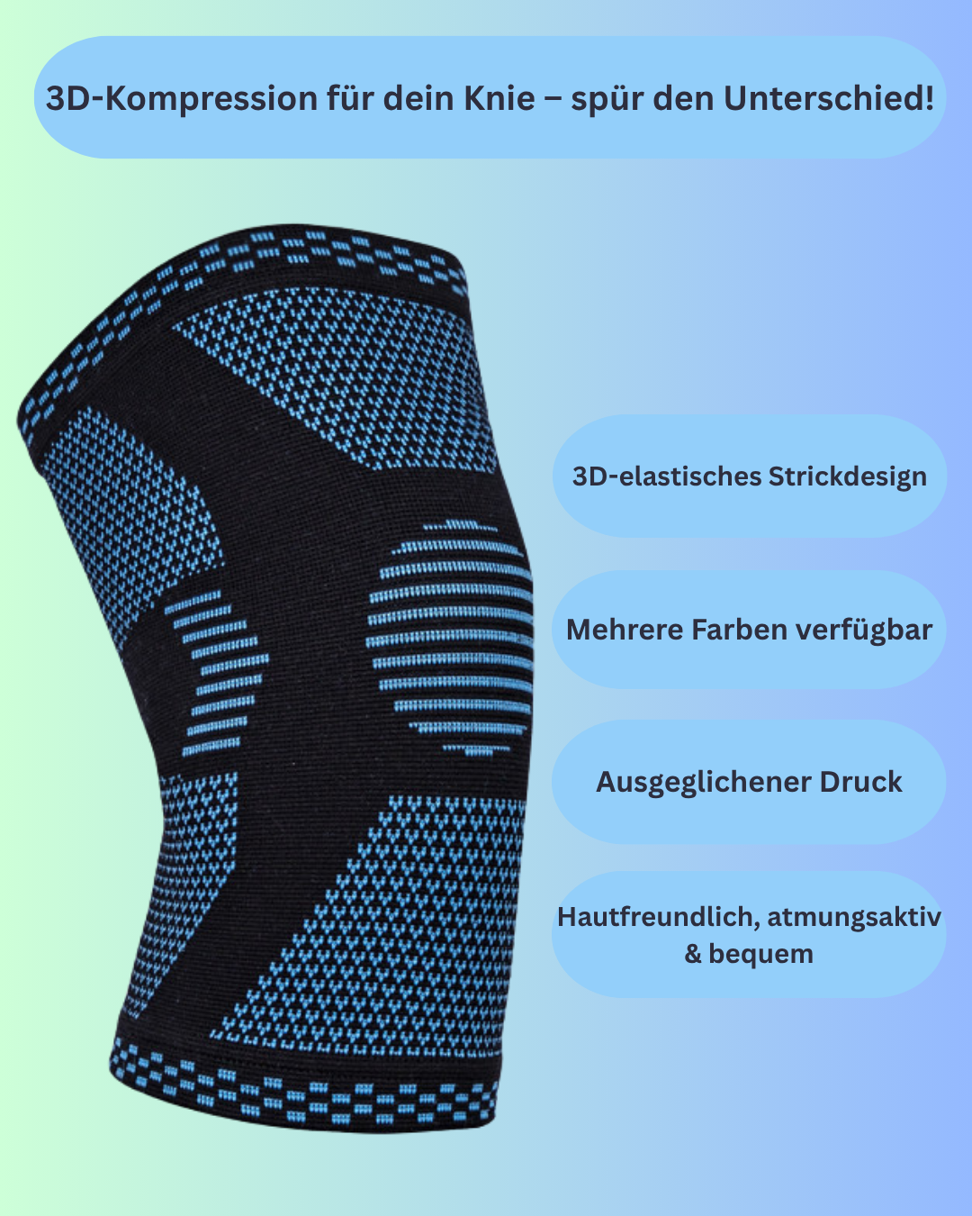 IRONPULSE™ 3D-Kompressions-Kniebandage – Stabilität & Support für dein Training